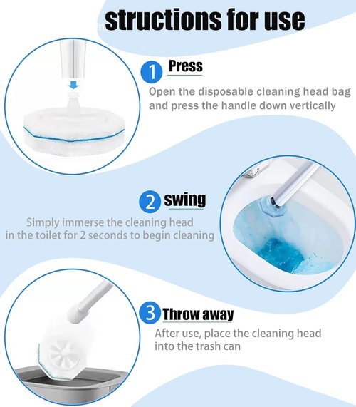 60 Pcs Disposable Toilet Wand Refills for Clorox, 5X Cleaning Power Scrubber, Upgrade Fiber Cleaner Heads for for Toilet and Bathroom Cleaning