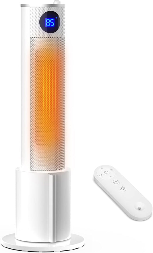 Space Heater with Humidifier by [Brand Name] - Portable Indoor Tower Heater with Remote, Adjustable Thermostat, 3 Heat Modes & 12H Timer