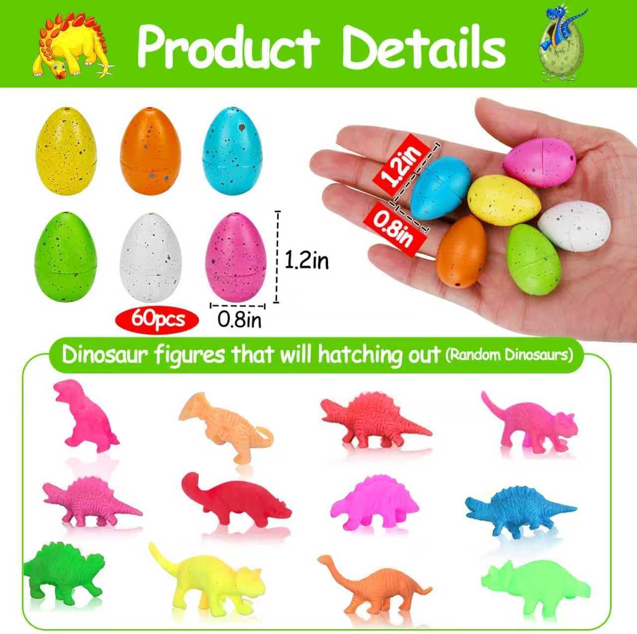 Skiennix 60PCS Small Hatching Dinosaur Eggs - Fun Party Favors & Classroom Prizes | Grow in Water Toys