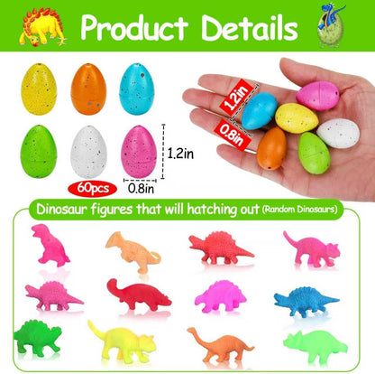 Skiennix 60PCS Small Hatching Dinosaur Eggs - Fun Party Favors & Classroom Prizes | Grow in Water Toys