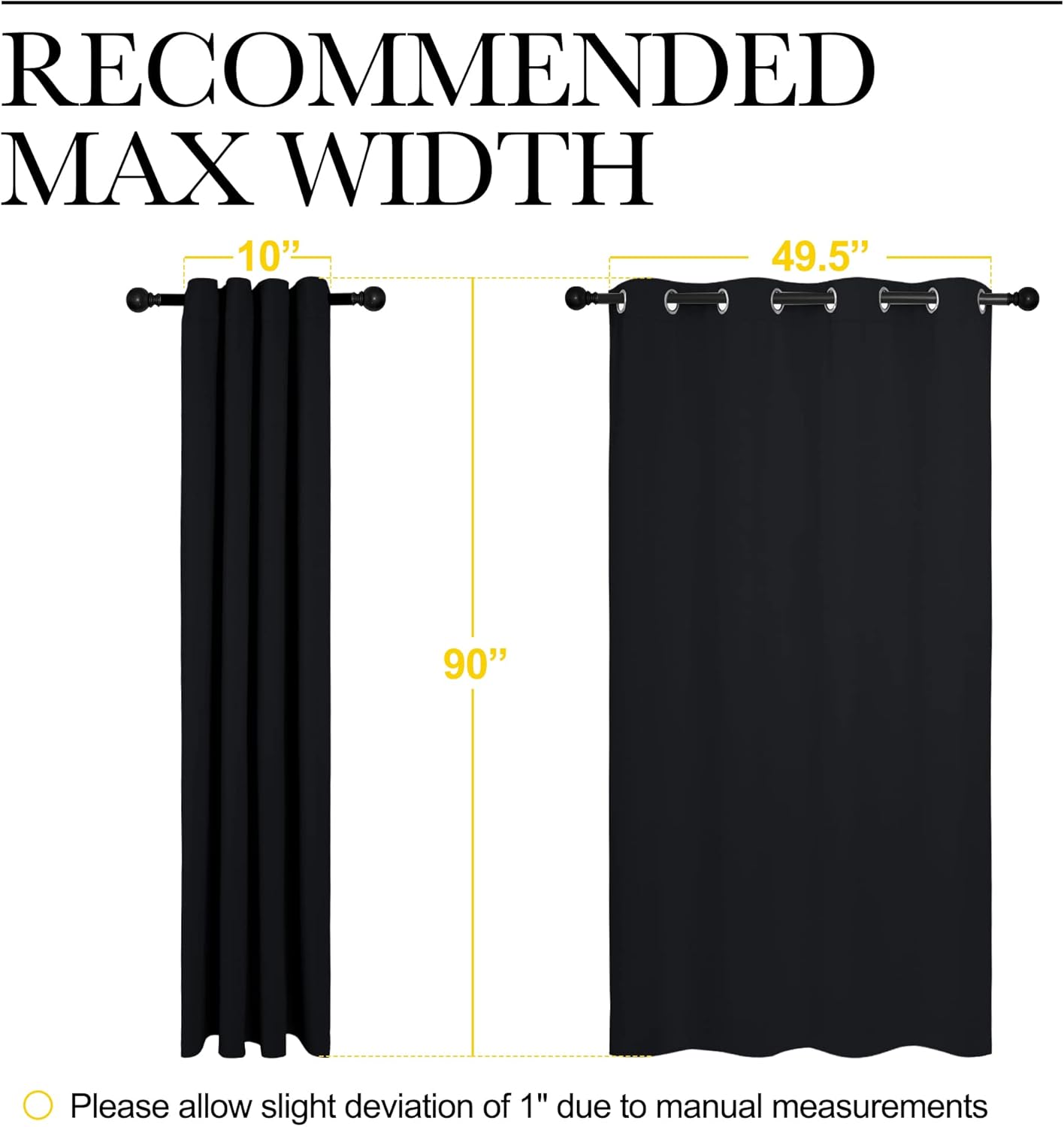 NICETOWN Blackout Curtains for Halloween - Thermal Insulated Drapes | 2 Panels, 55" x 90", Black