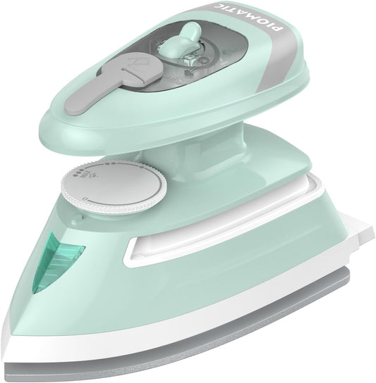 PIOMATIC Mini Travel Steam Iron - Dual Voltage, Temperature Control, Non-Stick Soleplate | Perfect for Sewing & Quilting
