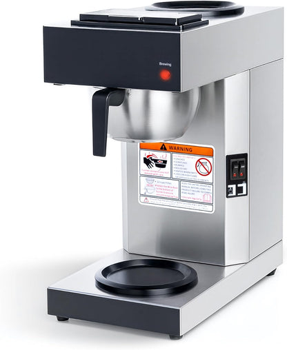SYBO 12-Cup Commercial Coffee Maker - Industrial Stainless Steel Brewer with 2 Warmers