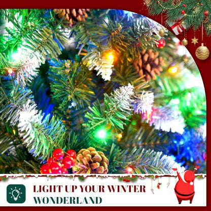 Pre-Lit Pine Cone Christmas Tree 6ft with 300 Multi-Color LEDs - Green / 5ft 11in