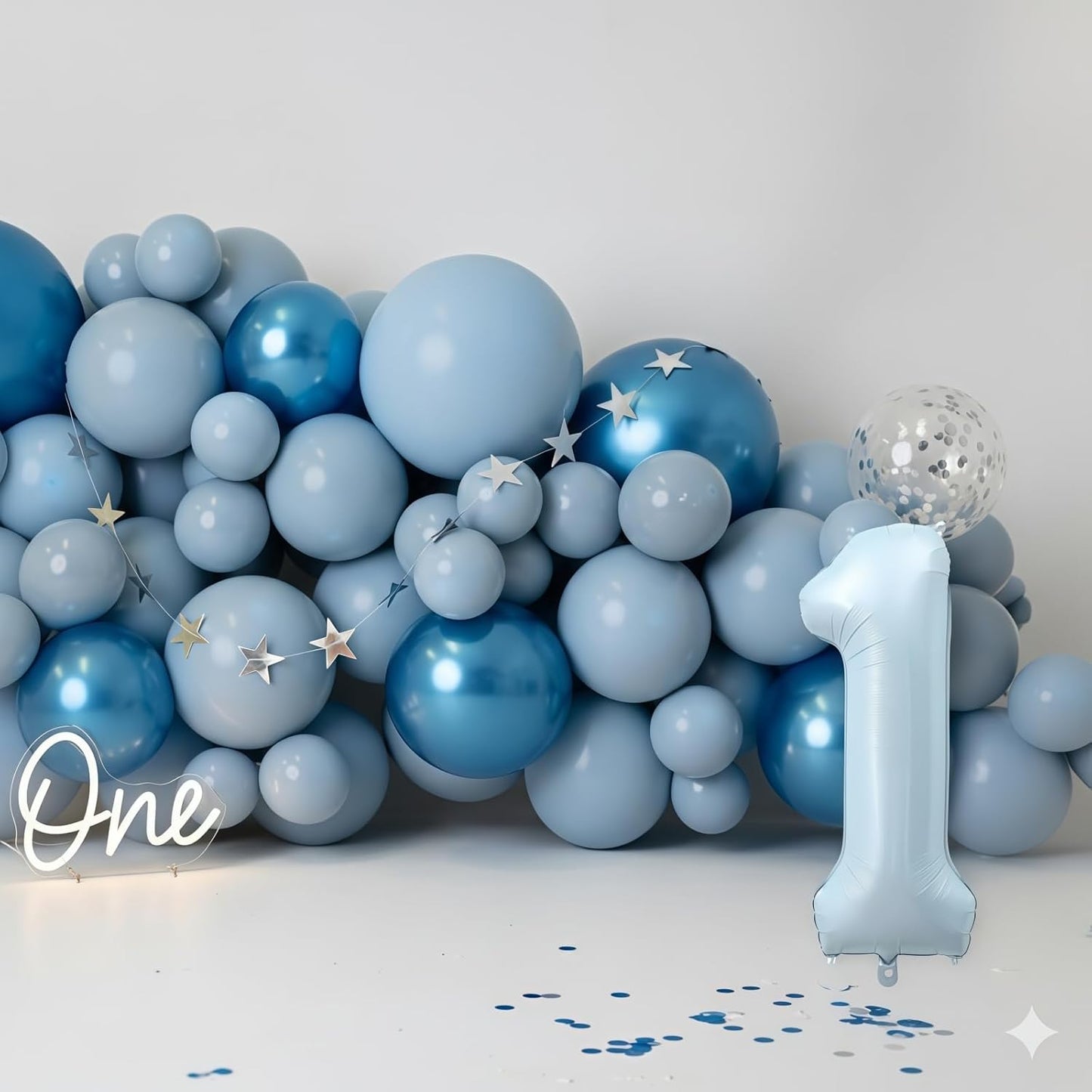 Big Number 1 Balloon - Light Matte Sky Blue Foil 40 Inch - Giant 1st Birthday Decor for Boys & Girls