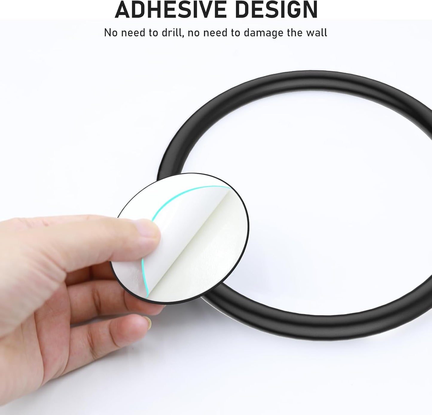 SetSail Matte Black Adhesive Towel Holder - Stainless Steel Hand Towel Ring for Bathroom & Kitchen