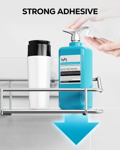 Nieifi Shower Caddy Shelf | Adhesive Stainless Steel Storage Rack with Hooks - 2 Pack for Bathroom & Kitchen