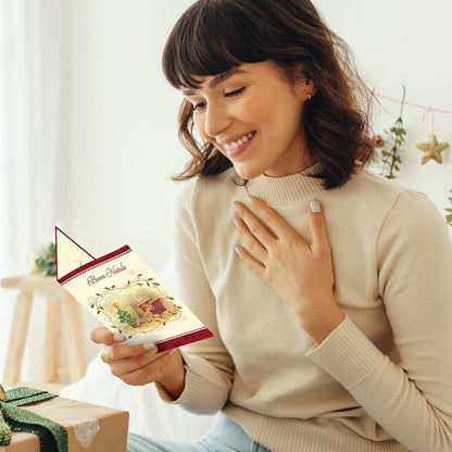 Italian Christmas Greeting Cards Pack – 6, Buon Natale with Red Foil Embossing
