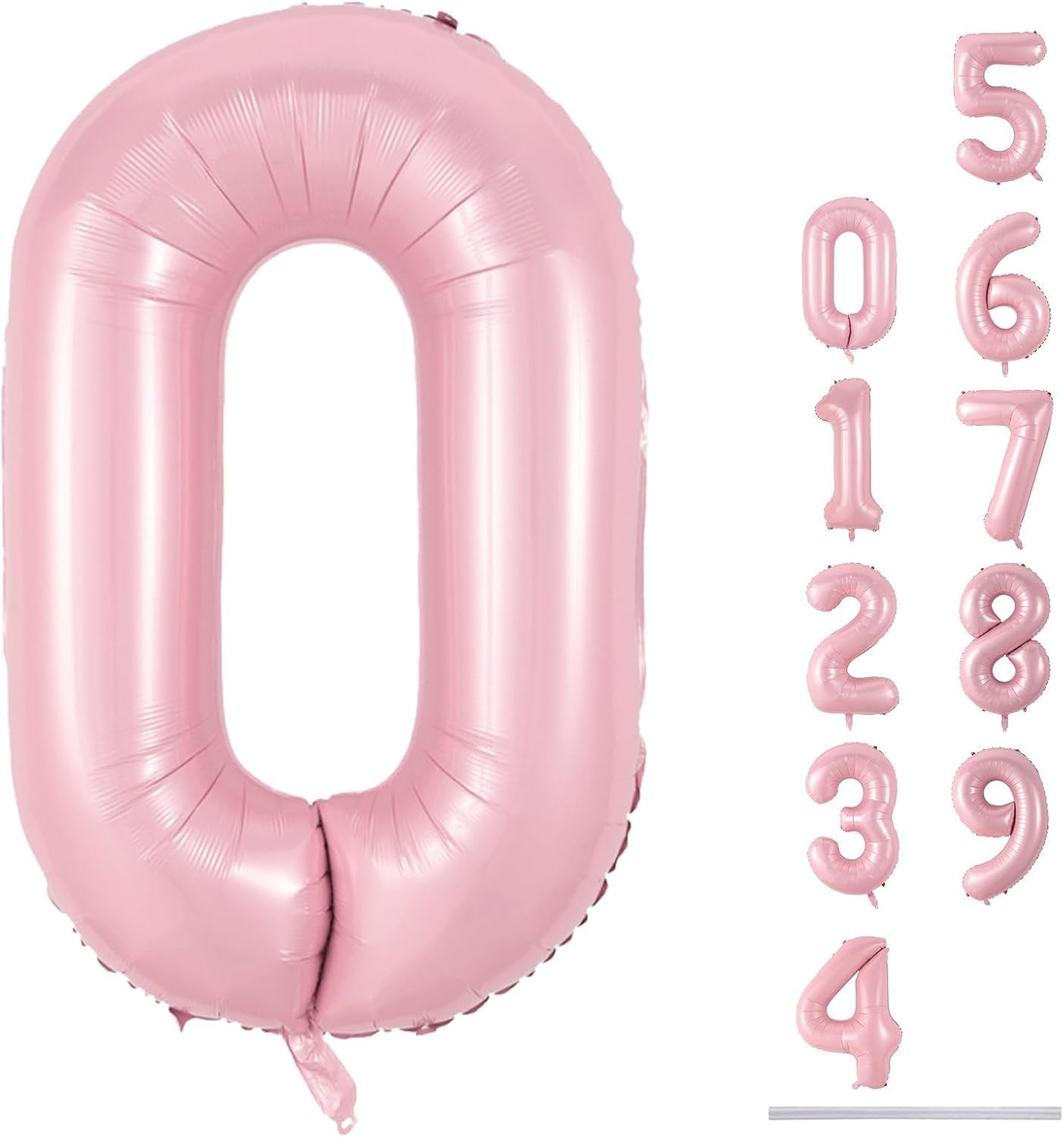 Pastel Pink Number 0 Balloon - Large Foil 40" Helium Balloon for Girls' Birthday & Graduation Celebrations