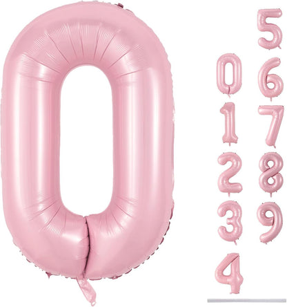 Pastel Pink Number 0 Balloon - Large Foil 40" Helium Balloon for Girls' Birthday & Graduation Celebrations