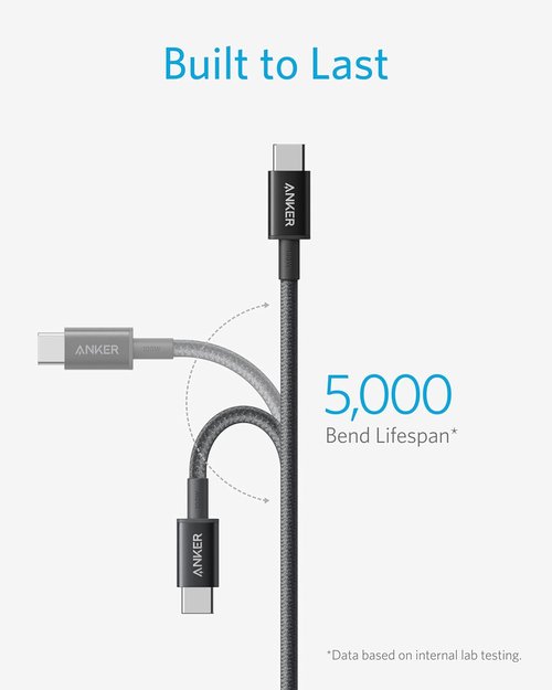 Anker USB C to USB C Cable - 6 FT Fast Charging 100W Charger Cord for iPhone 17, MacBook Pro, Pixel (Black)