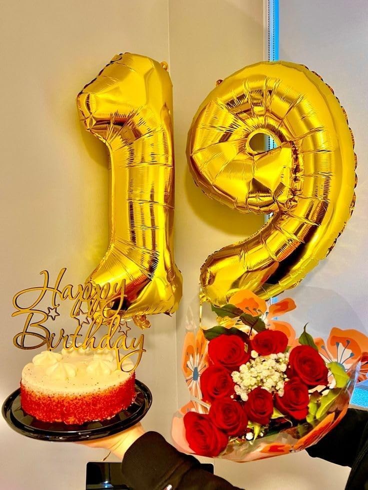 Skiennix 40 Inch Gold Number Balloon - 18th Birthday Party Decoration for Men & Women