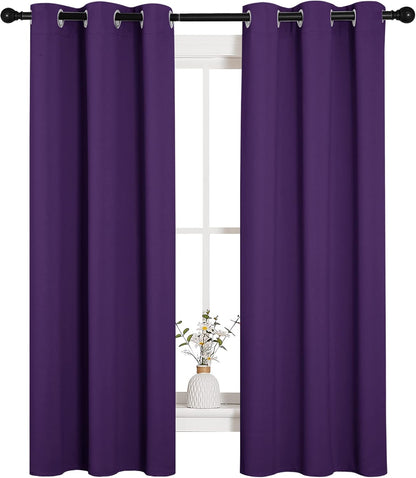 NICETOWN Thermal Curtains - Insulated Blackout Draperies for Bedroom | Set of 2, 34 x 63 Inch, Royal Purple