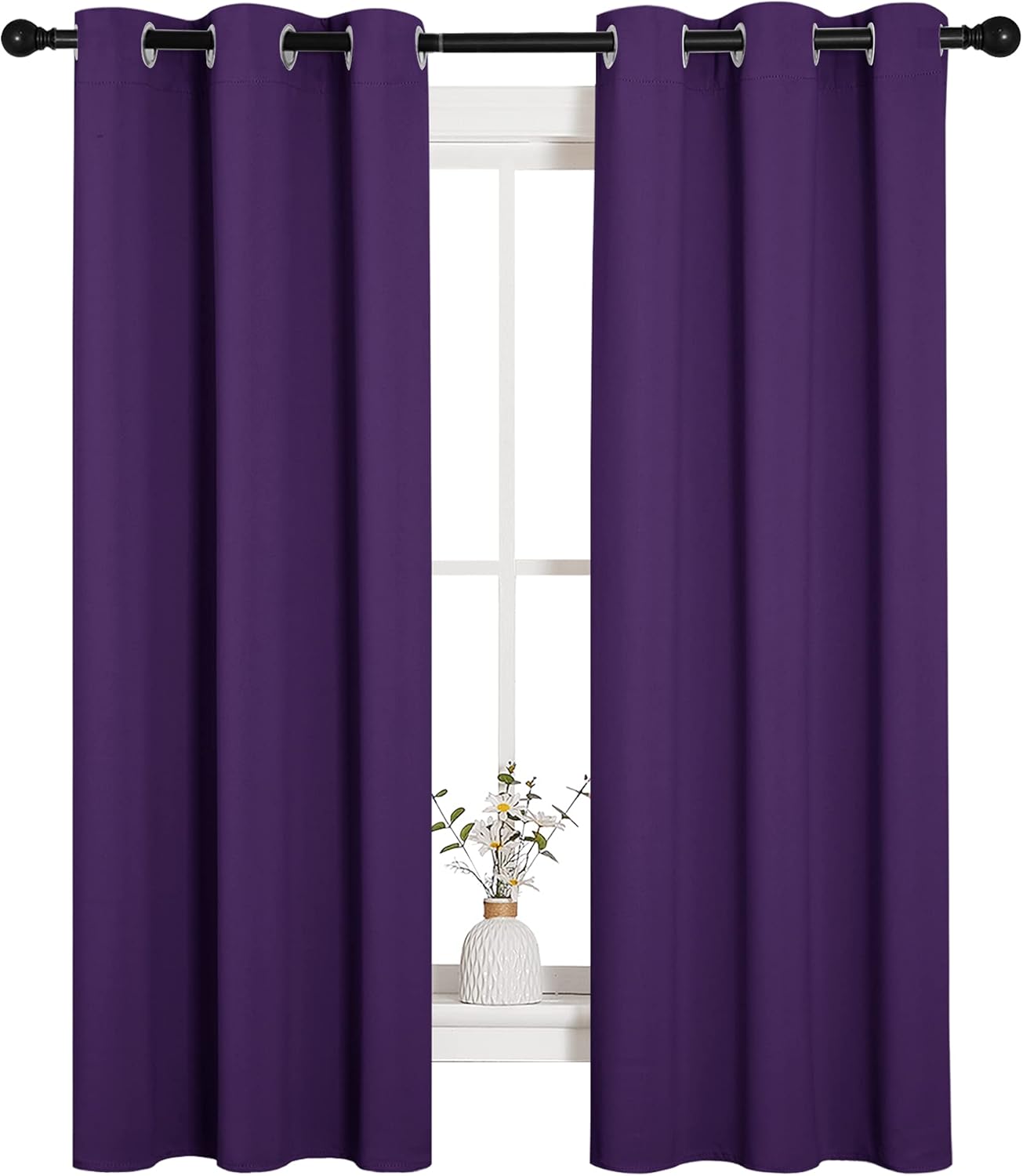 NICETOWN Thermal Curtains - Insulated Blackout Draperies for Bedroom | Set of 2, 34 x 63 Inch, Royal Purple