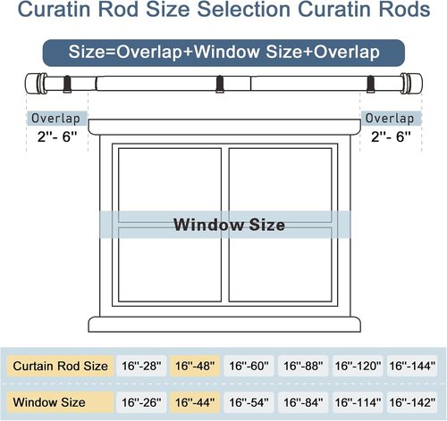 Byondeth Heavy Duty Curtain Rod - Adjustable 28 to 120 Inches | 1 Inch Diameter with Aluminum Finials - Black