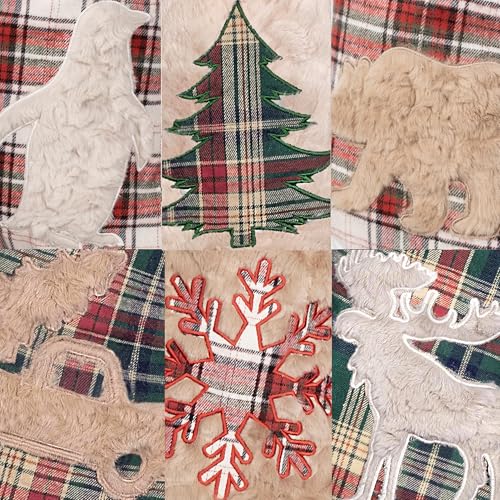 Christmas Stockings 20 Inch Red Green Plaid Plush Set - Rustic Holiday Decor