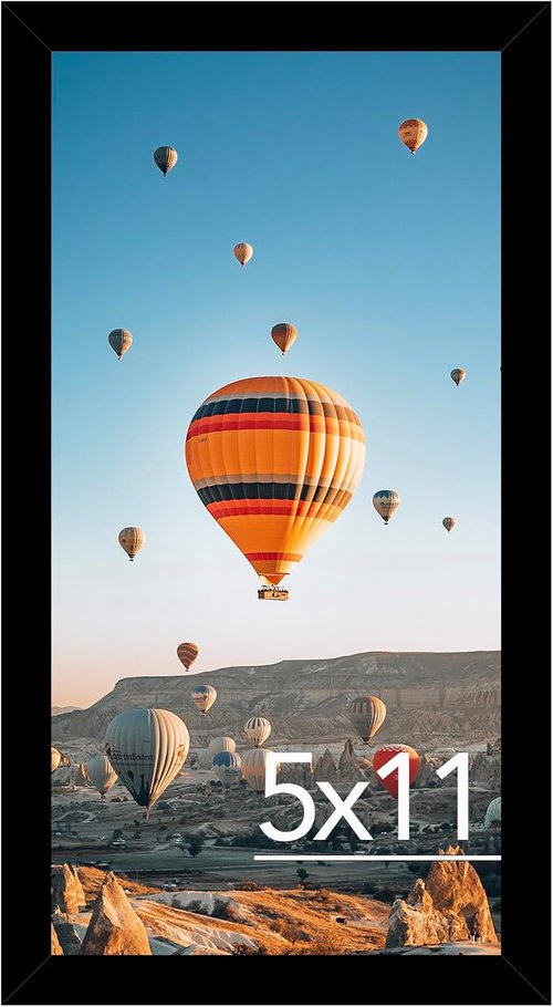 JCJMY 5x11 Picture Frame - Black Wall or Tabletop Display with Shatter-Resistant Plexiglass