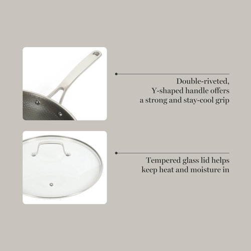 Martha Stewart Nonstick 12-Inch TriPly Stainless Steel Fry Pan with Lid - Stay Cool Handle & Dishwasher Safe