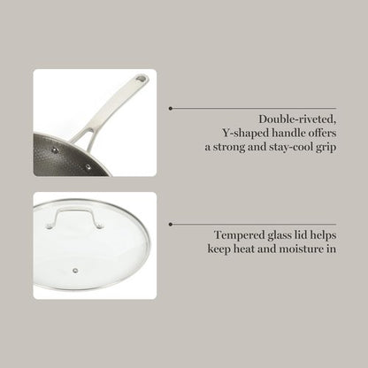 Martha Stewart Nonstick 12-Inch TriPly Stainless Steel Fry Pan with Lid - Stay Cool Handle & Dishwasher Safe