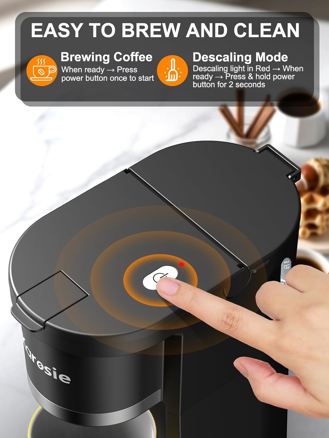 Small Single Serve Coffee Maker by [Brand Name] - Fast Brew for K-Cup & Ground Coffee, 6-12 Oz