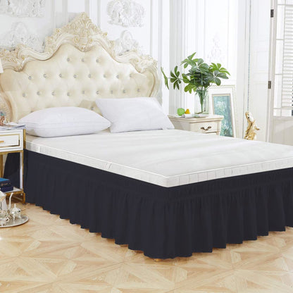 Wrap Around Bed Skirt, Luxurious 100% Egyptian Cotton 800 Thread Count 1 Pcs Bed Skirt, 18" Inch Drop - Twin Size (39" X 75") Inch, Black Solid