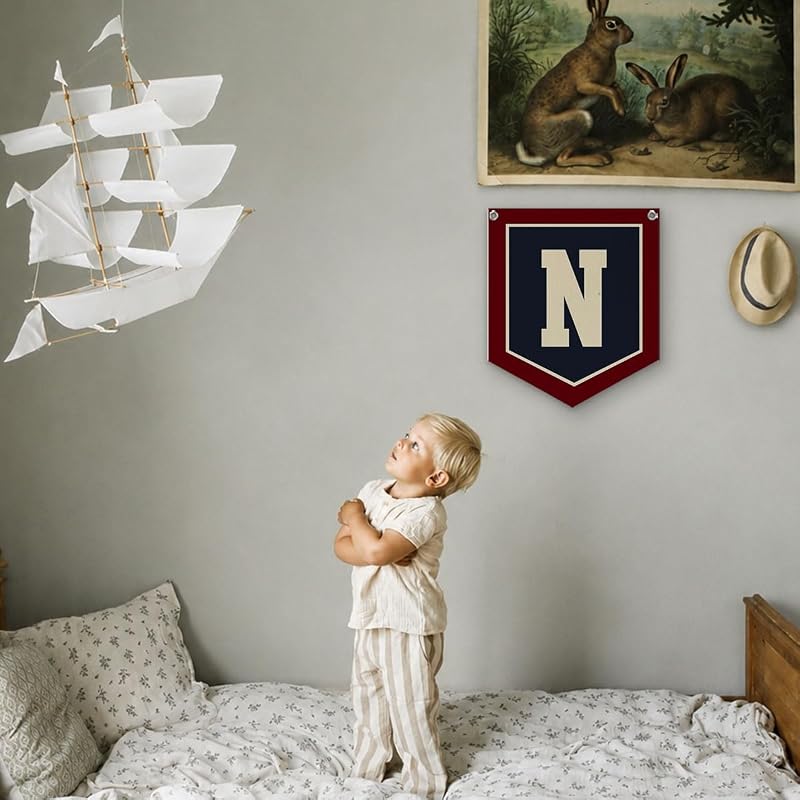 N Pennant Flag Personalized Baby Gifts for Toddler Boys Room Decor - N Variation