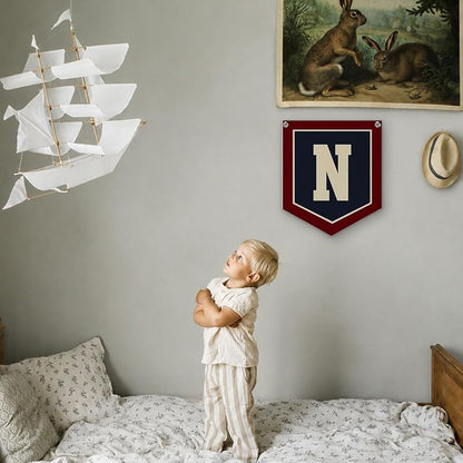 N Pennant Flag Personalized Baby Gifts for Toddler Boys Room Decor - N Variation