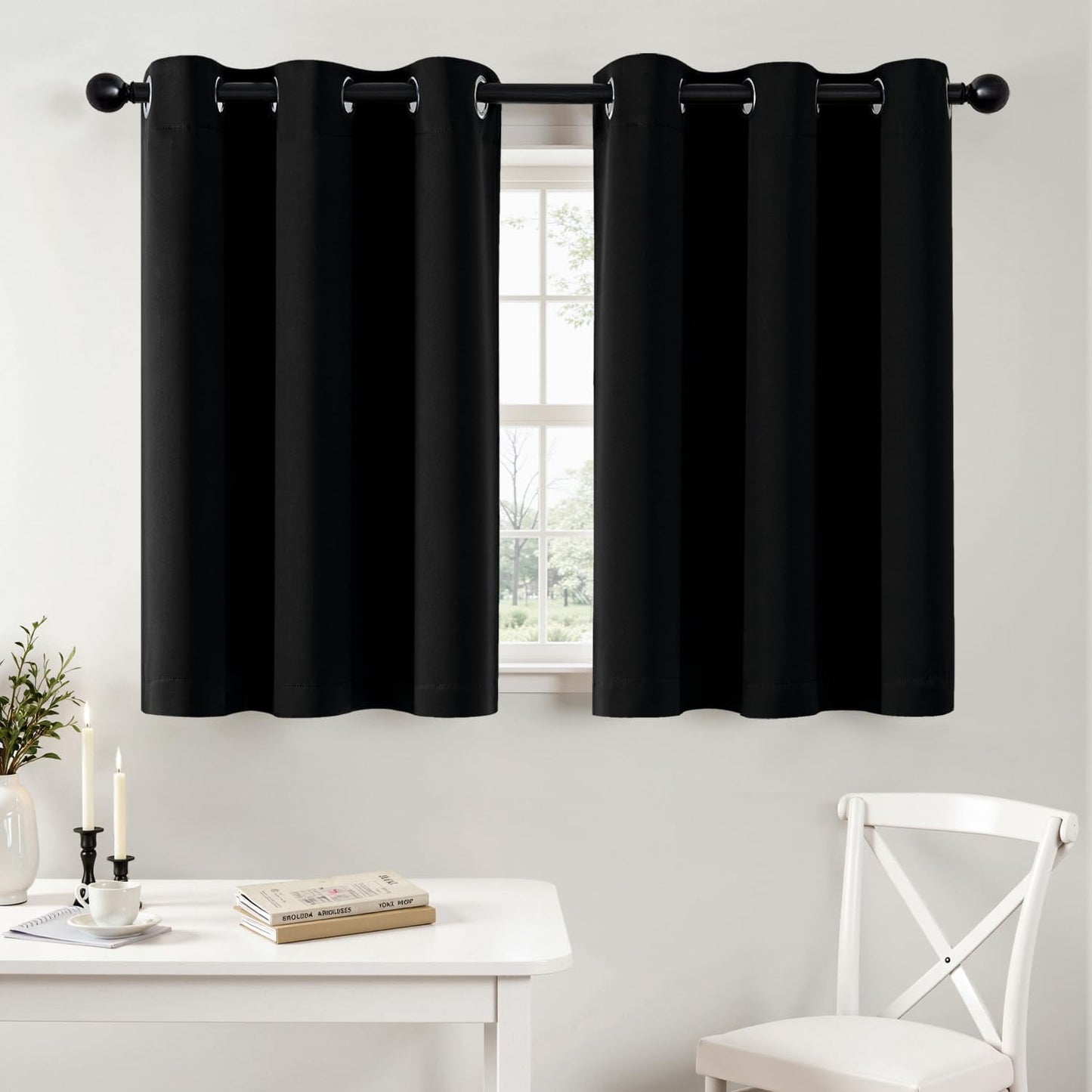 MIULEE Short Blackout Curtains - Thermal Insulated Half Window Drapes for Kitchen & Bedroom | 40x36 Inch, 2 Panels