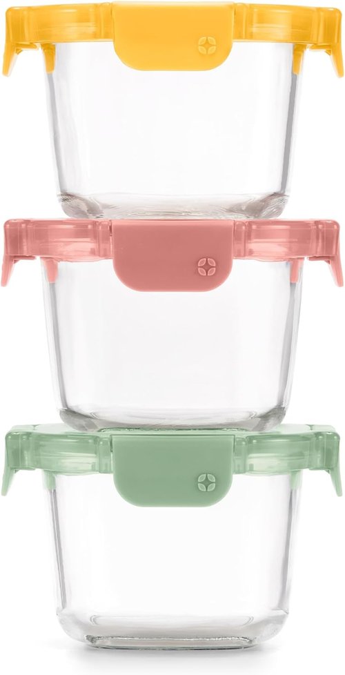 Ello Color Lock Glass Meal Prep Set - 6 Leak-Proof Containers with BPA-Free Lids | Dishwasher & Microwave Safe