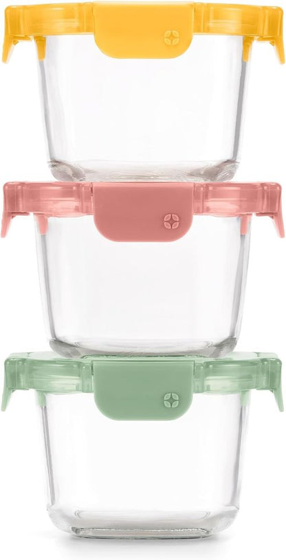 Ello Color Lock Glass Meal Prep Set - 6 Leak-Proof Containers with BPA-Free Lids | Dishwasher & Microwave Safe