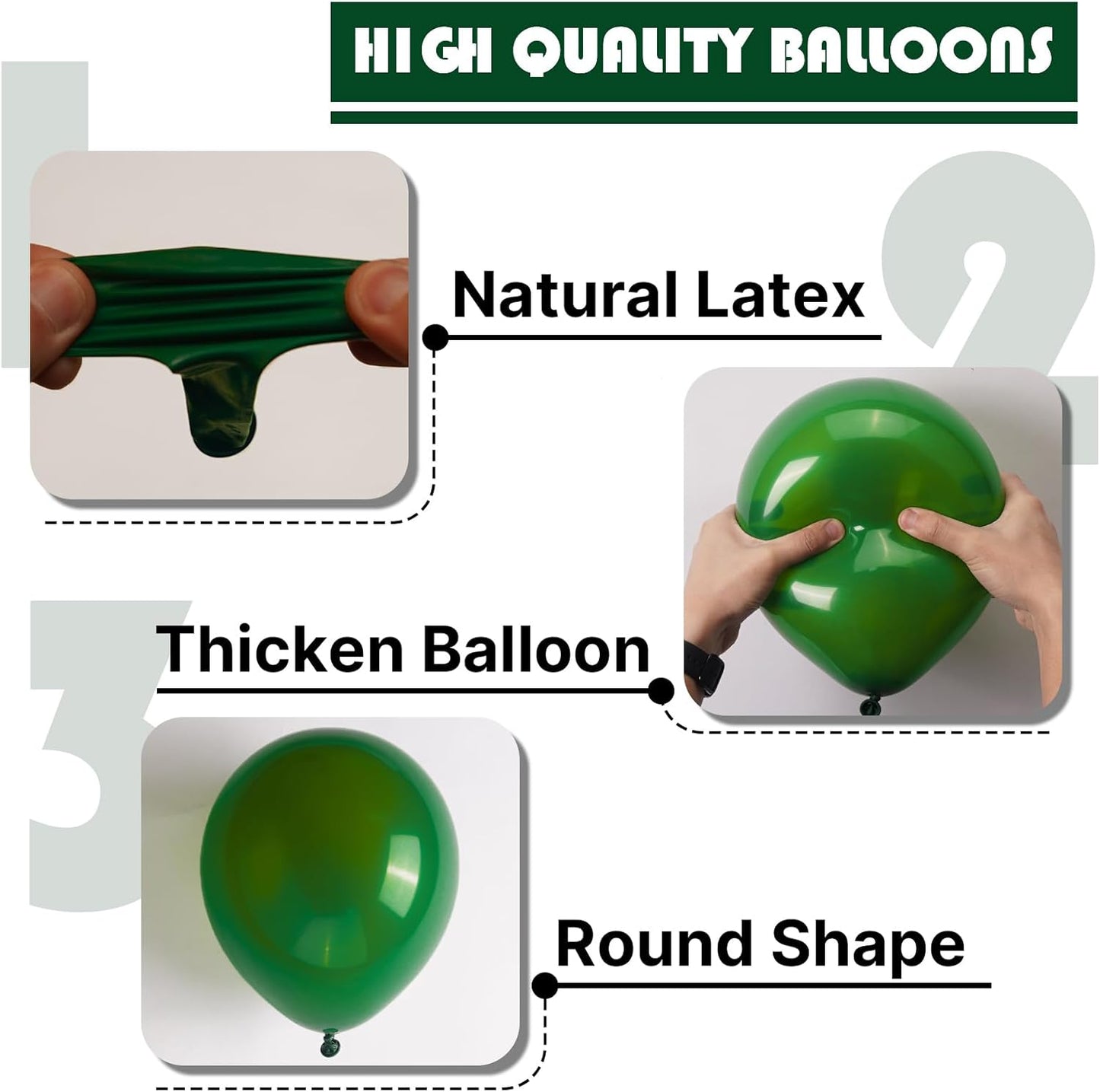 PartyWoo Dark Green Balloons - 100pcs 12 Inch Emerald Forest Green for Weddings & Celebrations