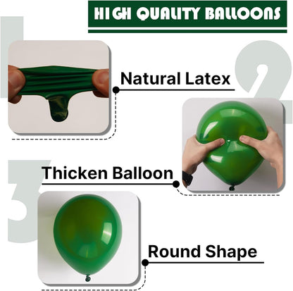 PartyWoo Dark Green Balloons - 100pcs 12 Inch Emerald Forest Green for Weddings & Celebrations