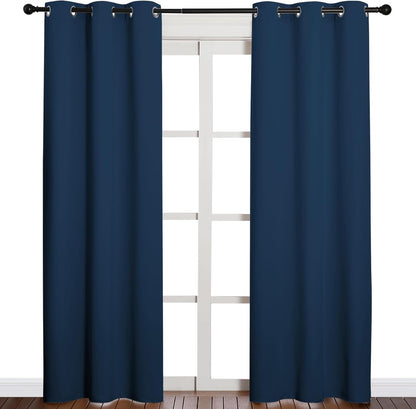 NICETOWN 84-Inch Blackout Curtains - Thermal Insulated Grommet Drapes for Office & Theater | Moroccan Blue, 1 Pair