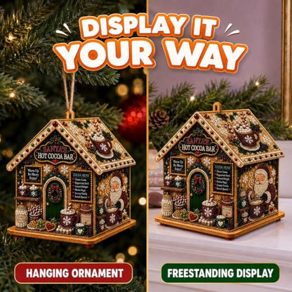 Christmas Wooden House Diamond Art Kit 3D Pearl & Rhinestone Decor - 2PCS