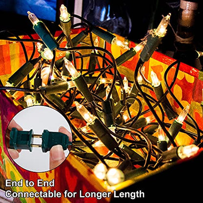 Clear Warm White Christmas String Lights - 150 Count 29ft Connectable Indoor Outdoor Decor