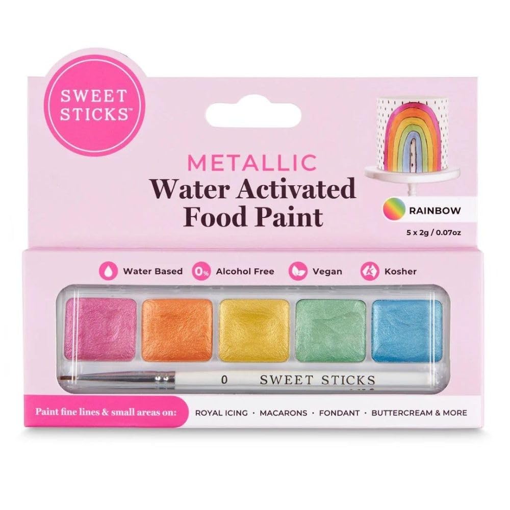 Sweet Sticks Edible Art Water-Activated Food Paint Mini Palette, Rainbow