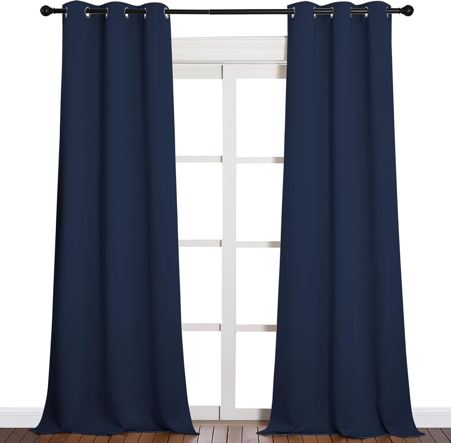 NICETOWN Long Window Drapes - Grommet Top Curtains for Living Room & Guest Room | Navy, 42" x 90", 2 Pieces