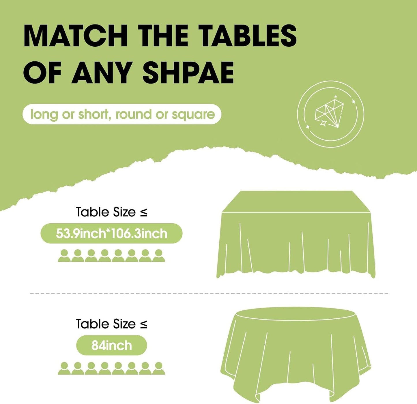 Pureegg Disposable Table Cloths - 10 Pack, 54 x 108 Inch, Leakproof Black & White Gingham Design