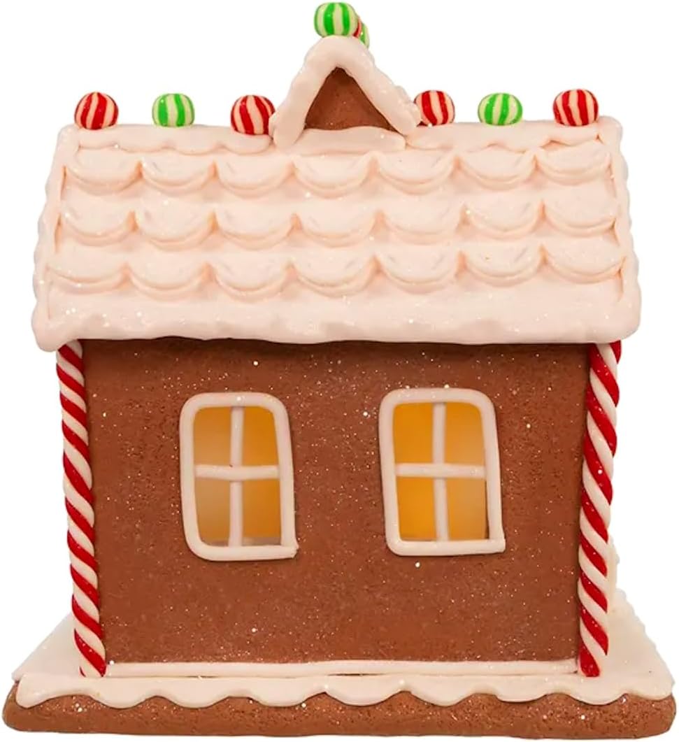 The Bridge Collection Light Up Gingerbread House - Festive Christmas Decor | 9-Inch Gingerbread Village Figurine