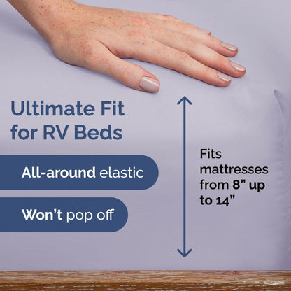 RV Short Queen Sheet Set - Soft, Breathable & Cooling 4-Piece Bedding | Fits 8” to 12” Mattresses - Light Lavender