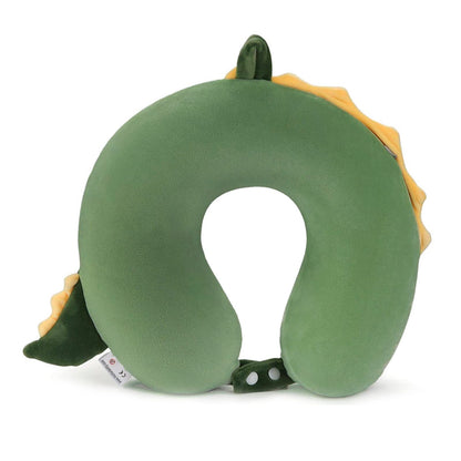 Travel Pillow Memory Foam Head Support Pillows Animal U Shaped Neck Pillow Attachable Snap for Sleeping Car Travel Home Office (Green-Crocodile)