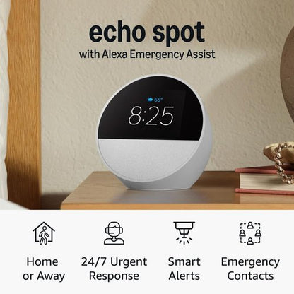 Echo Spot by Amazon - Smart Alarm Clock with Alexa | Ideal for Nightstands & Offices | Ocean Blue