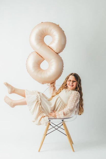Light Brown 40-Inch Number 8 Balloon | Beige Birthday Decorations for Boys & Girls