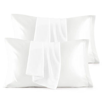 Bedsure Satin Pillowcase Standard Set of 4 - Pure White Silky Pillow Cases for Hair and Skin 20x26 Inches, Pillow Covers with Envelope Closure, Gifts for Women Men