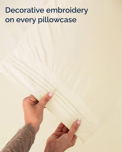 Comfy Twin Size 3-Piece Sheet Set by [Brand Name] - Breathable Cooling Bed Sheets | Ultra-Soft, Deep Pockets, Wrinkle-Free - Oeko-Tex Certified, Off White