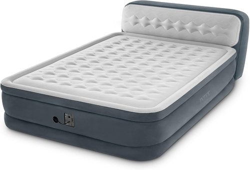 Intex Dura-Beam Deluxe Queen Air Mattress - 18-Inch Height with Built-in Pump & Plush Headboard | 2 Pack
