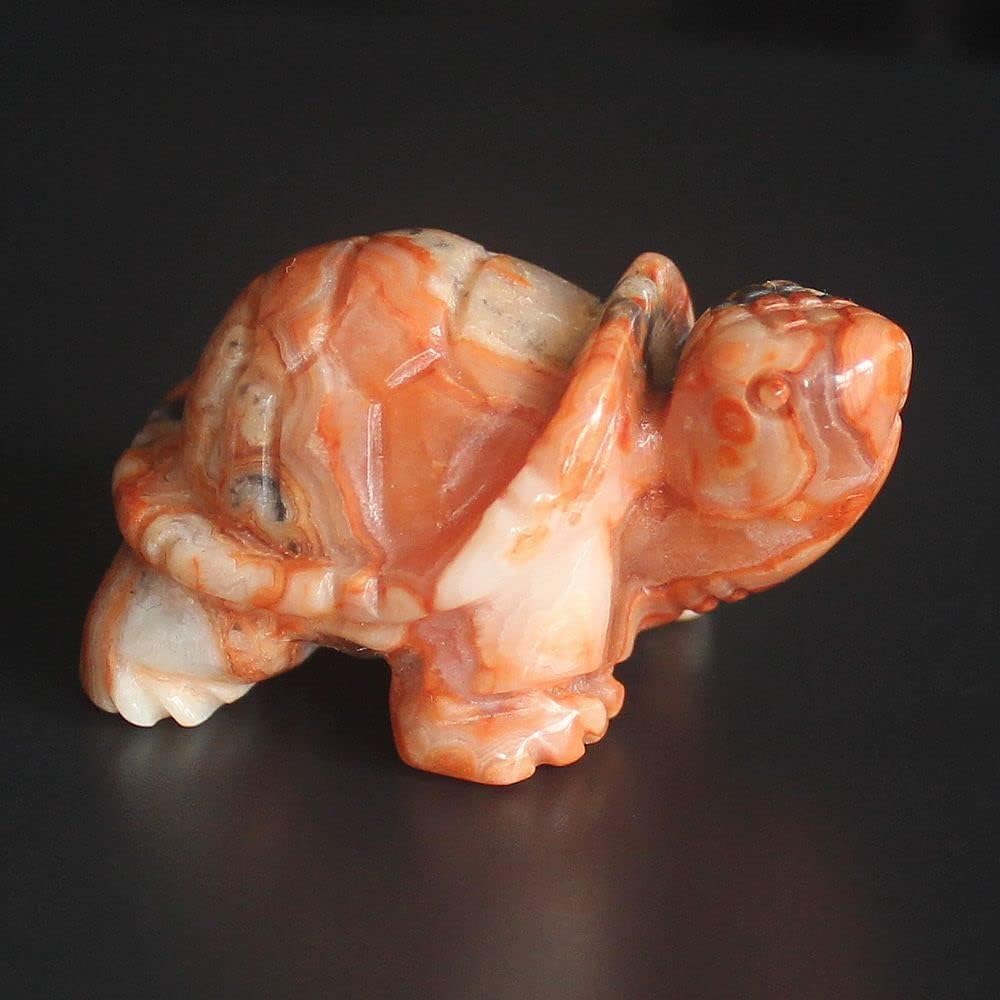 Skiennix 1.5'' Hand-Carved Gemstone Crystal Quartz Turtle Figurine | Unique Home Decor Accent