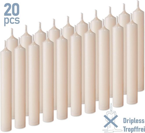 BRUBAKER Tree Candles - Vintage Champagne Candles with Holders | Pack of 20, 3¾ x ½ Inches
