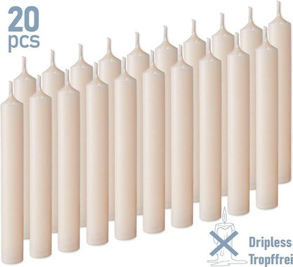 BRUBAKER Tree Candles - Vintage Champagne Candles with Holders | Pack of 20, 3¾ x ½ Inches