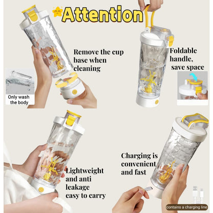 Self Electric Protein Shaker Bottle Automatic Stirring Coffee Cup Portable Sports Mixer Mug Lightweight Large Capacity (White)